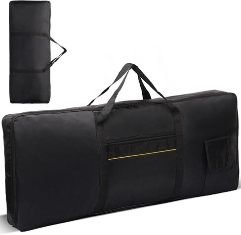 61 Key Keyboard Case, Waterproof 420D Oxford Electronic Piano Bag with Soft Padding, Portable Carrying Case with Top Handle Only, 1 Front Pocket, Fits 38.6"x16.1"x5.1" Keyboard, Black in Kuwait
