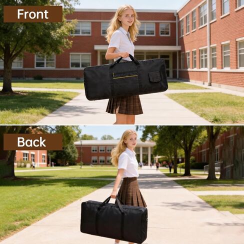 61 Key Keyboard Case, Waterproof 420D Oxford Electronic Piano Bag with Soft Padding, Portable Carrying Case with Top Handle Only, 1 Front Pocket, Fits 38.6"x16.1"x5.1" Keyboard, Black in Kuwait