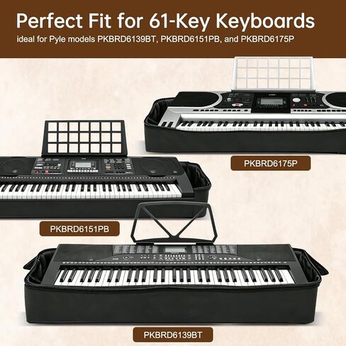 61 Key Keyboard Case, Waterproof 420D Oxford Electronic Piano Bag with Soft Padding, Portable Carrying Case with Top Handle Only, 1 Front Pocket, Fits 38.6"x16.1"x5.1" Keyboard, Black in Kuwait