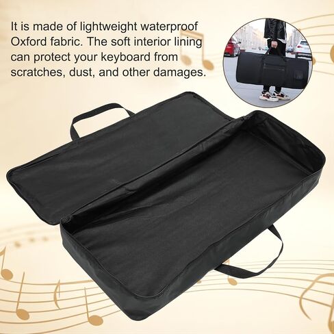 61 Key Keyboard Case, Waterproof 420D Oxford Electronic Piano Bag with Soft Padding, Portable Carrying Case with Top Handle Only, 1 Front Pocket, Fits 38.6"x16.1"x5.1" Keyboard, Black in Kuwait