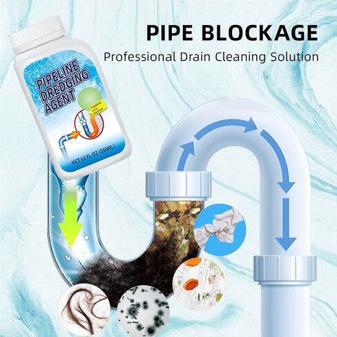 Powerful Drain Clog Remover (2-Pack), Professional Strength Pipe Cleaner, Fast-Acting Formula Dissolves Hair, Grease & Soap Scum for Kitchen Sinks, Bathrooms, Showers & Toilets in Kuwait