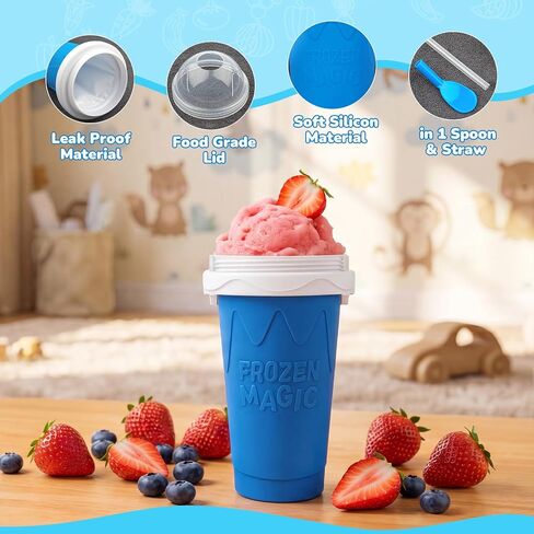Slushy Maker Cup, Portable Slushy Cup, Slushie Cup Maker, Frozen Cooling Cup with Straw for Juices, Milk and Ice Cream (Blue) in Kuwait