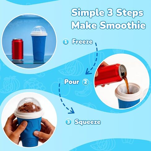 Slushy Maker Cup, Portable Slushy Cup, Slushie Cup Maker, Frozen Cooling Cup with Straw for Juices, Milk and Ice Cream (Blue) in Kuwait