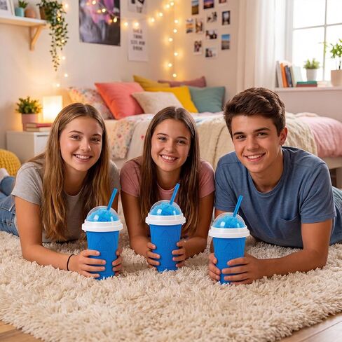 Slushy Maker Cup, Portable Slushy Cup, Slushie Cup Maker, Frozen Cooling Cup with Straw for Juices, Milk and Ice Cream (Blue) in Kuwait