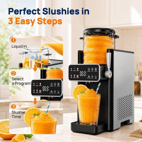 Slushie Machine for Home No Ice Needed Frozen Drink Maker with 6 Preset Modes for Ice Cream, Frappés, Milk Shake, Slushy Machine with LED Display Ideal for Family Gathering, Black, 1 Pack+6 Modes in Saudi Arabia