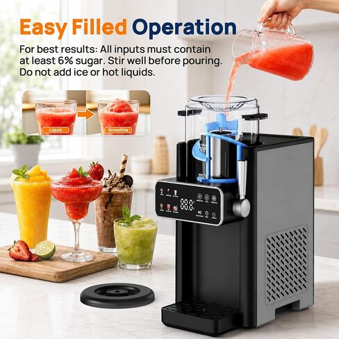Slushie Machine for Home No Ice Needed Frozen Drink Maker with 6 Preset Modes for Ice Cream, Frappés, Milk Shake, Slushy Machine with LED Display Ideal for Family Gathering, Black, 1 Pack+6 Modes in Saudi Arabia