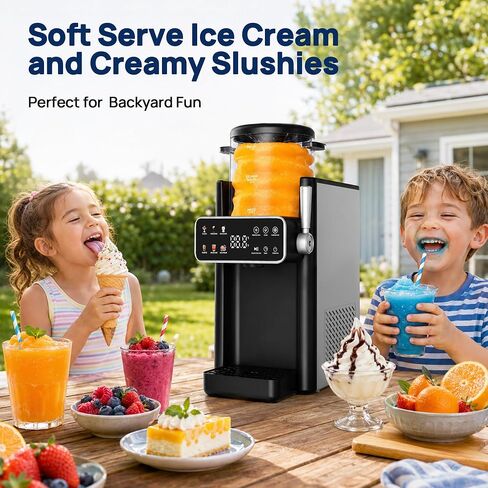 Slushie Machine for Home No Ice Needed Frozen Drink Maker with 6 Preset Modes for Ice Cream, Frappés, Milk Shake, Slushy Machine with LED Display Ideal for Family Gathering, Black, 1 Pack+6 Modes in Saudi Arabia