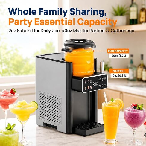 Slushie Machine for Home No Ice Needed Frozen Drink Maker with 6 Preset Modes for Ice Cream, Frappés, Milk Shake, Slushy Machine with LED Display Ideal for Family Gathering, Black, 1 Pack+6 Modes in Saudi Arabia