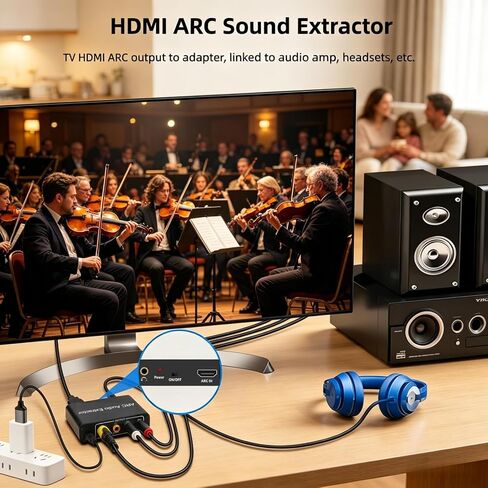 محول HDMI ARC مستخرج الصوت 192 كيلو هرتز، ARC إلى TOSLINK SPDIF المحوري RCA L/R 3.5 مم محول ستيريو لسماعات مكبر الصوت HDTV Soundbar in Kuwait