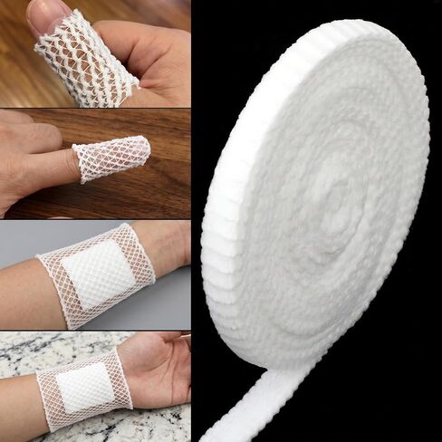 Tubular Bandage Elastic Net Finger Tubular Gauze Stretch Breathable Thumb Bandages for Finger Toes Wound Dressing (1.5cm x 10m) in Kuwait