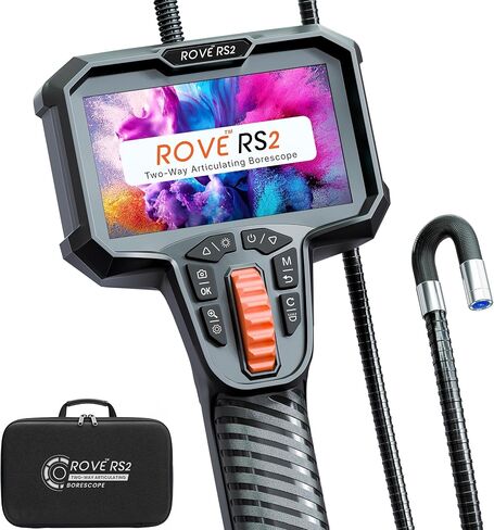 كاميرا ROVE RS2 المفصلية ثنائية الاتجاه مع ضوء، كاميرا فحص بالمنظار الصناعي بدقة 1080 بكسل مع مسبار نحيف مفصلي بزاوية 180 درجة مقاس 6.2 مم، وشاشة IPS مقاس 4.3 بوصة، للسيارات الجدارية، والميكانيكا، والأعمال اليدوية in Kuwait