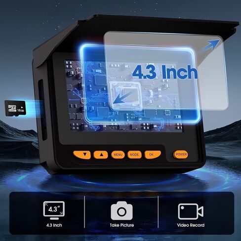 كاميرا الصرف الصحي 100 قدم، شاشة عالية الدقة 4.3 بوصة، كاميرا منظار SYANSPAN 23 مم مع ضوء، DVR سعة 16 جيجابايت، كاميرا تصريف محمولة مع بطارية 8500 مللي أمبير في الساعة، مثالية للسباكين وأصحاب المنازل in Kuwait