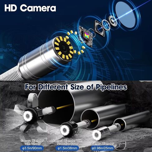 كاميرا الصرف الصحي 100 قدم، شاشة عالية الدقة 4.3 بوصة، كاميرا منظار SYANSPAN 23 مم مع ضوء، DVR سعة 16 جيجابايت، كاميرا تصريف محمولة مع بطارية 8500 مللي أمبير في الساعة، مثالية للسباكين وأصحاب المنازل in Kuwait