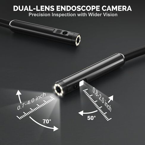 Dual-Lens Endoscope Camera with Light, 1920P HD Borescope Inspection Camera with 8+1 Adjustable LED Lights, IP67 Waterproof Endoscope with 16.4FT Semi-Rigid Snake Cable for iOS and Android in Kuwait