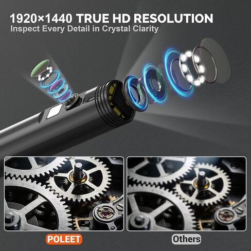Dual-Lens Endoscope Camera with Light, 1920P HD Borescope Inspection Camera with 8+1 Adjustable LED Lights, IP67 Waterproof Endoscope with 16.4FT Semi-Rigid Snake Cable for iOS and Android in Kuwait