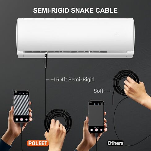 Dual-Lens Endoscope Camera with Light, 1920P HD Borescope Inspection Camera with 8+1 Adjustable LED Lights, IP67 Waterproof Endoscope with 16.4FT Semi-Rigid Snake Cable for iOS and Android in Kuwait