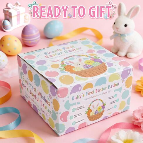 Wangchao Craft Baby Easter Basket 7 PCS My First Easter Basket for Kids Plush Plush Bunny Egg Chick Carrot for Baby Toddler Girls Boys Party Decorations (Easter Basket) in Kuwait