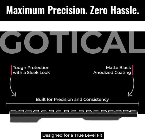 Gotical Single Picatinny Rail, 6.7 Inches 16 Slots, for Mossberg Patriot/ATR 100 Short Action Scope Mount – 0 MOA Short Ranger Upton 500 Yards, CNC Machined 6061 T6 Aluminum Matte Black in Kuwait