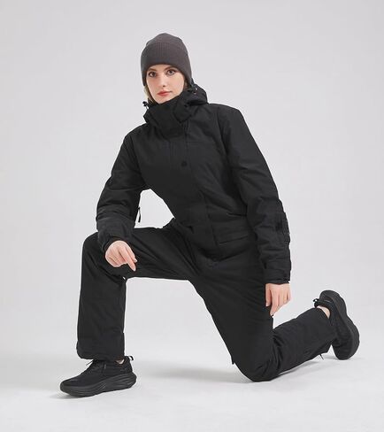 Womens One Piece Ski Suit Colorful Jumpsuits Snowboard Snowsuits Winter Waterproof fo(3XL,Blk) in Kuwait