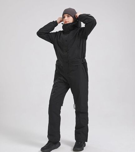 Womens One Piece Ski Suit Colorful Jumpsuits Snowboard Snowsuits Winter Waterproof fo(3XL,Blk) in Kuwait