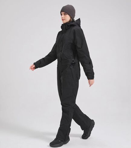 Womens One Piece Ski Suit Colorful Jumpsuits Snowboard Snowsuits Winter Waterproof fo(3XL,Blk) in Kuwait