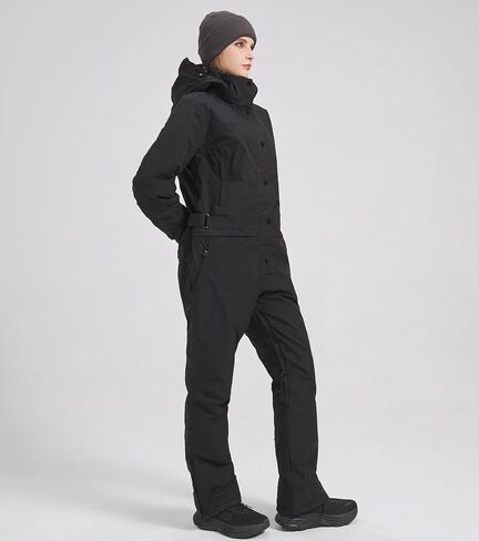 Womens One Piece Ski Suit Colorful Jumpsuits Snowboard Snowsuits Winter Waterproof fo(3XL,Blk) in Kuwait