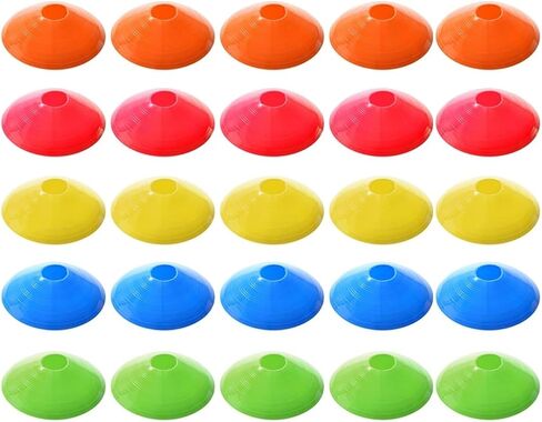Pack of 25 Football Disc Soccer Marking Coaching Cones Portable Outside Baseball Basketball Skateboard Training for Soccer Practice Equipment,Basketball in Kuwait