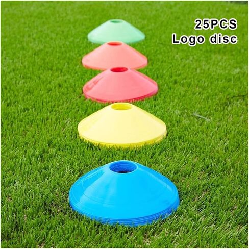 Pack of 25 Football Disc Soccer Marking Coaching Cones Portable Outside Baseball Basketball Skateboard Training for Soccer Practice Equipment,Basketball in Kuwait