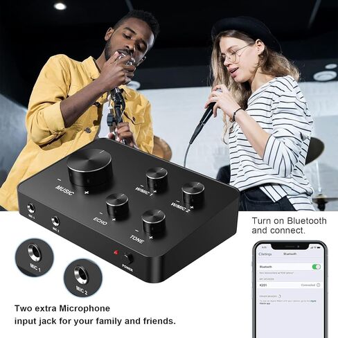 Wireless Karaoke Microphone System, Dual Handheld Mixer Wireless Microphones for Smart TV, Speaker & Amplifier, HDMI/AUX in/Out, 100FT, Dynamic Microphonefor Home Karaoke, Singing, Church & Wedding in Kuwait