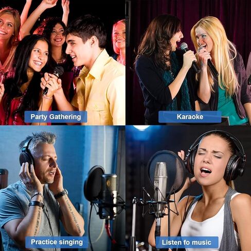 Wireless Karaoke Microphone System, Dual Handheld Mixer Wireless Microphones for Smart TV, Speaker & Amplifier, HDMI/AUX in/Out, 100FT, Dynamic Microphonefor Home Karaoke, Singing, Church & Wedding in Kuwait
