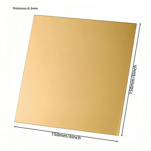 2Pcs Brass Sheet Plate 6" x 6" x 24 Gauge(0.5mm), H62 Brass Plates Metal,Double-Sided Protective Film. (24 Ga Thickness) in Kuwait