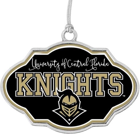 UCF Knights Central Florida إطار بتصميم زينة عيد الميلاد مع شعار الفريق فضي معدني لتزيين شجرة الهدايا in Kuwait