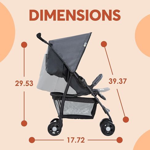hauck Lightweight and Compact Travel Baby/Toddler Foldable Stroller, Sport, Charcoal/Stone in Kuwait