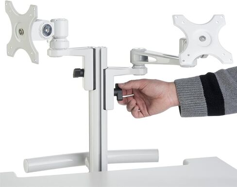 Displays2go DWMDC2M Mobile Medical Cart, Gray | 2 Monitor Holders, Height Adjustable, Pullout Tray, Steel, Plastic, MDF in Kuwait