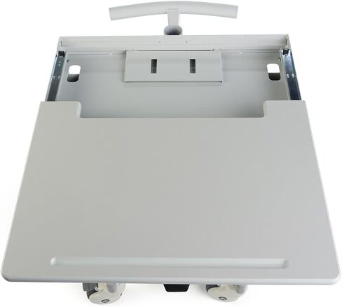 Displays2go DWMDC2M Mobile Medical Cart, Gray | 2 Monitor Holders, Height Adjustable, Pullout Tray, Steel, Plastic, MDF in Kuwait