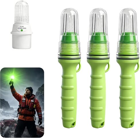 3 PCS Boat Flares, 2026 New LED Boat Flares Coast Guard Approved Marine,Flares for Fishing Boats, Life Rafts & Emergency Signaling,Marine Flares (Red+White) in Kuwait