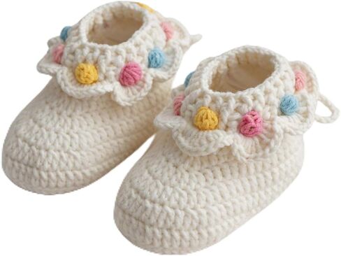 Baby Booties Handmade Crochet Soft Knit Cozy Shoes, Warm First Walkers for Newborn Infant Toddler Girls in Saudi Arabia