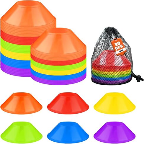 30 Pack Mini Soccer Cones–Mini Disc Cones for Agility Training,Soccer,Football,Sports Drills,Field Markers,Cones Sports Equipment,Portable Stackable Mini Cones with Carry Bag in Kuwait