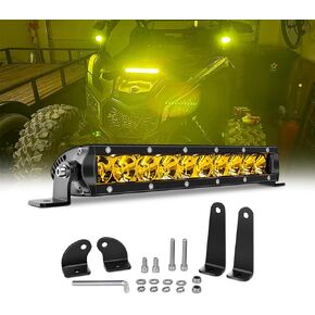 Chelhead UTV Led Light Bar, 11 Inch Single Row Yellow Spot Led Off Road Driving Lights Compatible with RZR XP Turbo, Can Am Maverick X3, Yamaha, Tractor for Hood, Bumper, Grille Lights