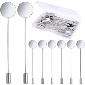 30pcs Round Tray Lapel Stick Pins Stainless Steel Tray Lapel Pin Blank Stick Brooch Pins DIY Costume Jewelry Accessories with a Box for Men Women Suit Tie Hat Scarf Badge