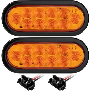 قطعتان من مصابيح LED للمقطورة مقاس 6 بوصات، مصابيح إيقاف الانعطاف مع حلقة معدنية وقابس، مصابيح علامة التخليص الجانبية محكمة الغلق - أحمر بيضاوي in Kuwait