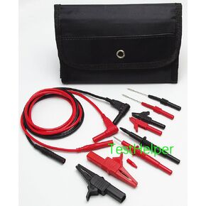 TestHelper TH-6-KIT مجموعة أدوات اختبار السيارات، مجسات الاختبار، دبابيس مسبار خلفية من السيليكون المرن، مقاطع التمساح المحمية ومقاطع التمساح الكبيرة، مقياس المشبك المتعدد