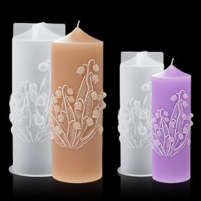 2pcs Candle Silicone Molds Cylinder with Flowers Silicone Pillar Resin Molds Crystal for UV Epoxy Resin Casting DIY Craft Aromatherapy Candle Making (with Lilies)