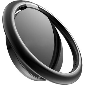 Cell Phone Metal Ring Holder Finger Grip Stability Kickstand 360° Rotation Adjustable Collapsible Compatible with Apple iPhone, Samsung Galaxy, LG (Black)