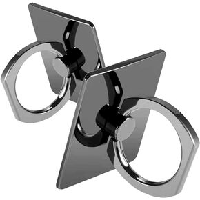 [2 Pack] Square Sparkling Cell Phone Ring Holder Stand,360 Degree Rotation and 180 DegreeAdjustable Finger Ring Kickstand with Polished Metal Phone Grip (Black)
