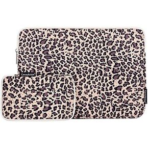 Tablet Sleeve Case Bag with Accessory Pouch for Samsung Galaxy Tab A7 10.4/ Tab S7 11/ Tab S6 Lite 10.4", iPad 10.2/ iPad Air 10.9/ Pro 11, Surface Go 2 10.5, Chuwi Hi10 X 10.1, Onn 10, Leopard Print