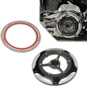 Black CNC Clarity Derby Engine Protector Cover for Harley Touring Street Road Electra Glide FLD Dyna FXSTB Softail 1999-2015 (All Black)