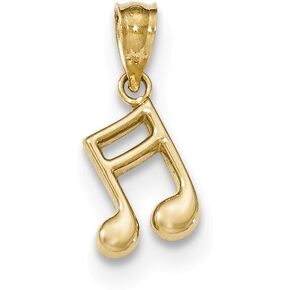 Solid 14k Yellow Gold Music Note Pendant Charm