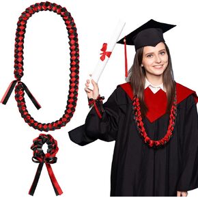 Graduation Ribbon Lei and Graduation Braided Bracelets 2024 Handmade Double Braided Ribbon Garland for Graduation Party High School University Graduation Gift Supplies