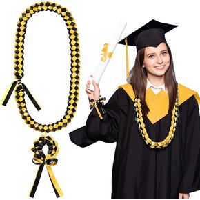 Graduation Ribbon Lei and Graduation Braided Bracelets 2024 Handmade Double Braided Ribbon Garland for Graduation Party High School University Graduation Gift Supplies